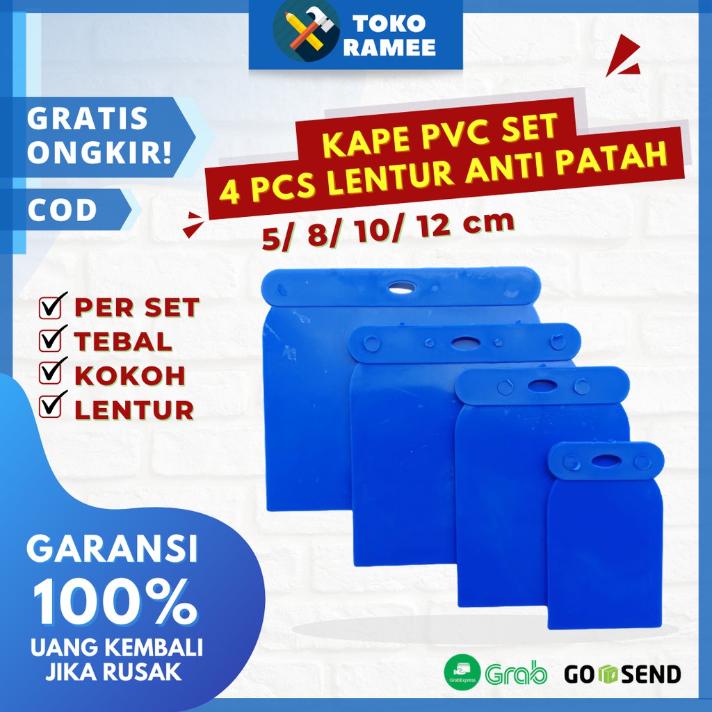 [4 PCS] Kape Kapi Scrapper Skrap Sekrap Dempul Tembok Kompon Gypsum Plastik PVC Set