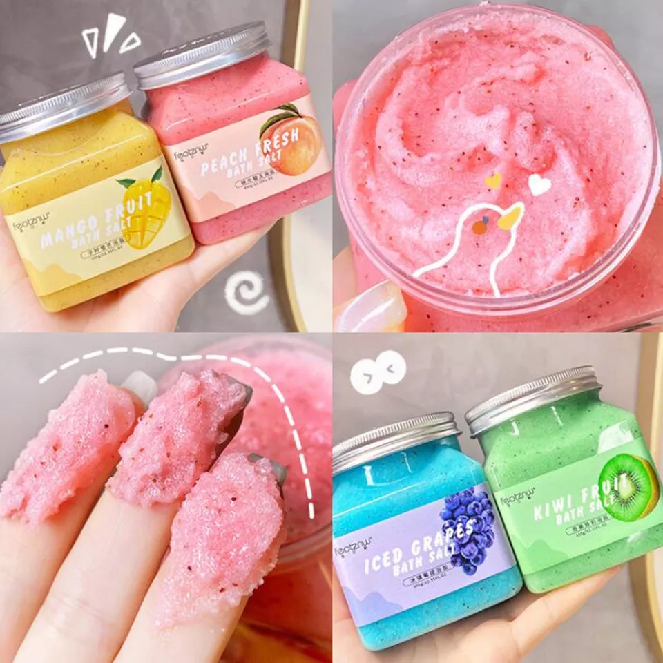 HEYXI Krim Scrub Tubuh Dan Wajah Garam 350G Bath Salt Fresh Wangi Aroma Buah Scrub