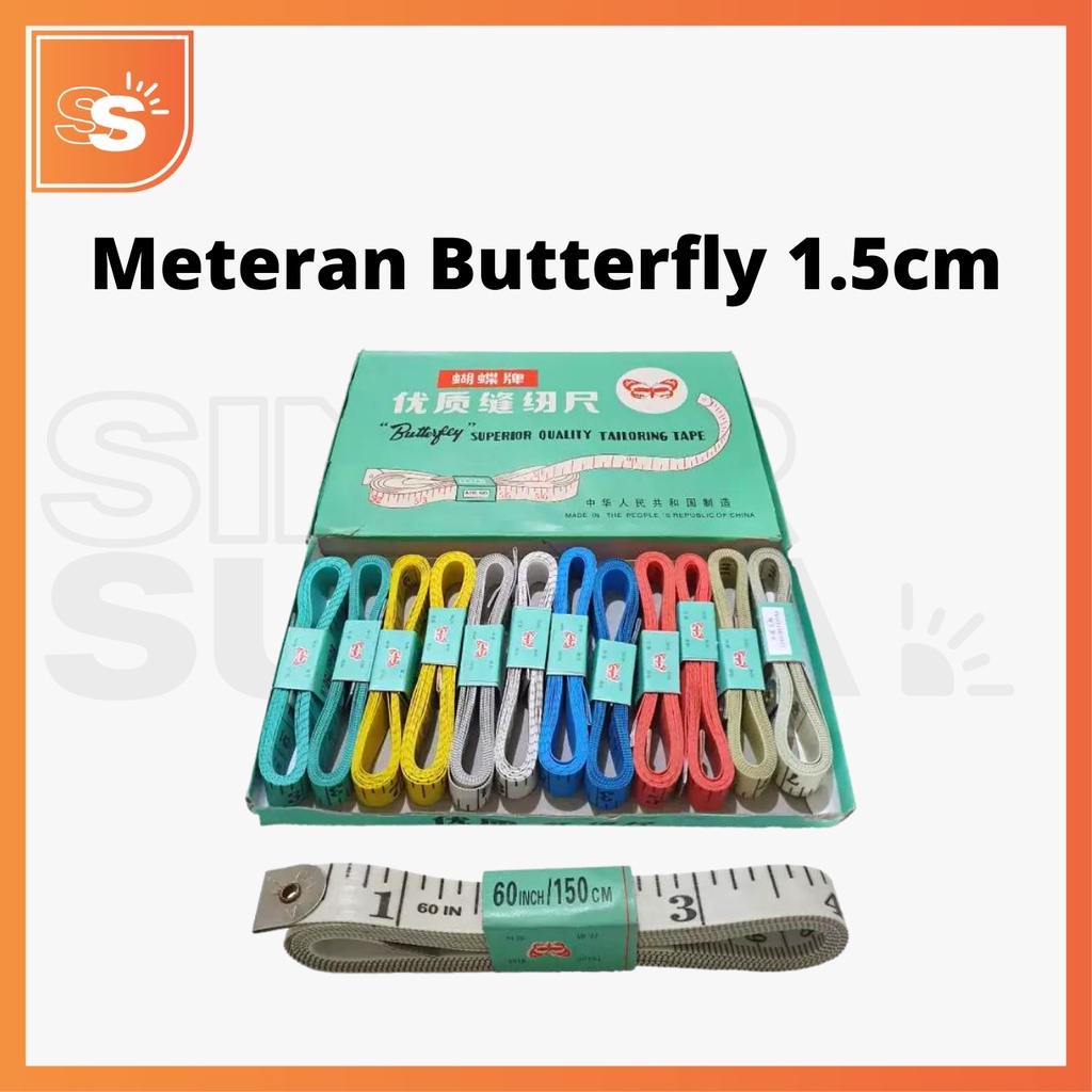 Meteran Jahit Kain / Bahan / Badan Butterfly 1 Lusin 150cm Lebar 1.3cm