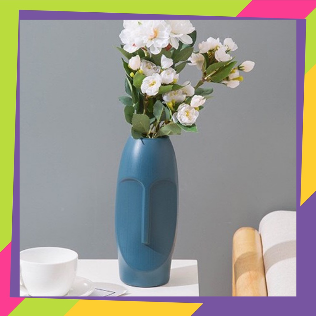 1709D2 / Pot bunga plastik model wajah / Vas bunga dekorasi tanaman Artificial gaya Nordic