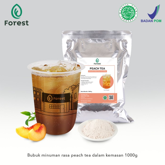 

DISKON - (BISA COD) Bubuk Minuman Peach TEA Powder 1000g - FOREST Bubble Drink - POWDR+BUBLEWRAP