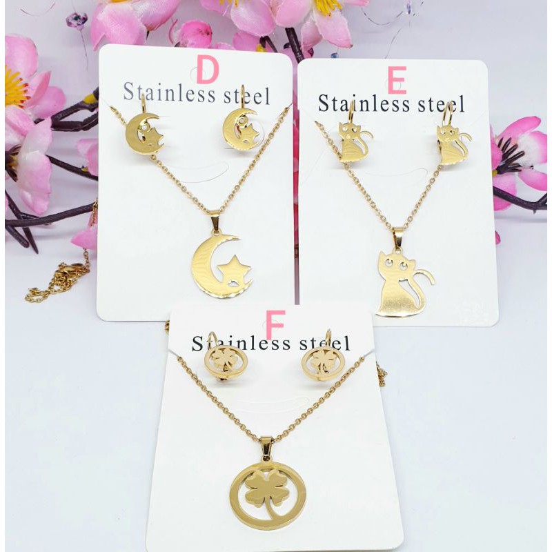 Kalung + Anting Set Titanium Model Simple Anti Karat &amp; Alergi