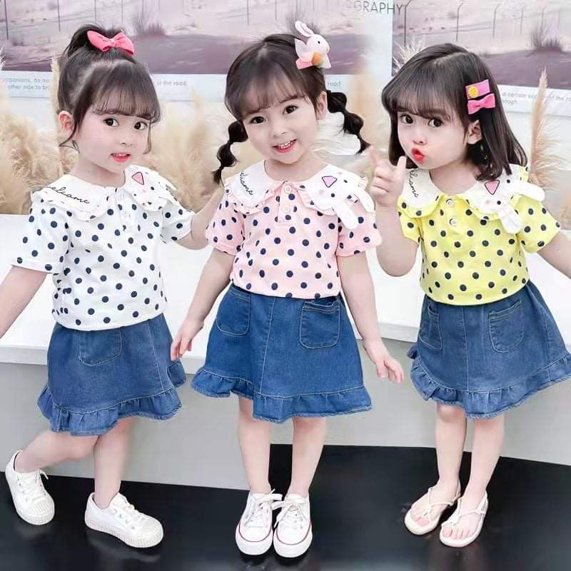 Setelan Rok Jeans Anak Cewek Import 1-4 Tahun