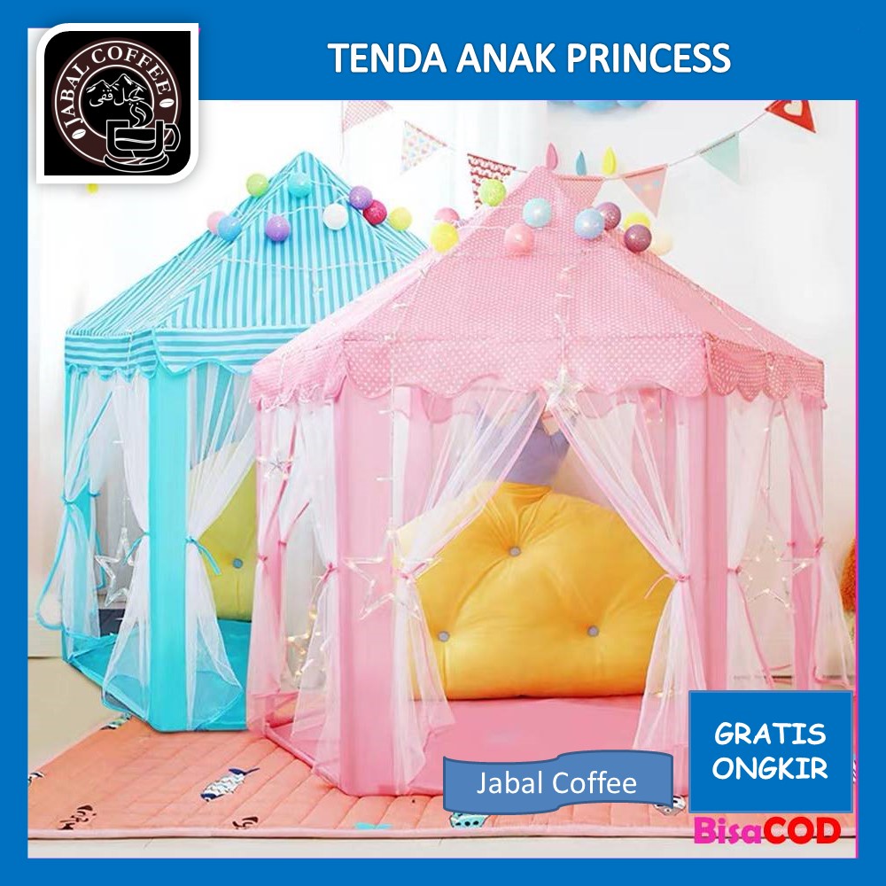 Tenda Mainan Anak Indoor Outdoor Portable LX 018-24 / Tenda Anak Princess Model Rumah Biru Dan Pink