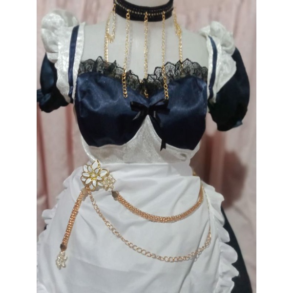 GENSHIN IMPACT MONA MAID Pelayan Waitress Cosplay Kostum