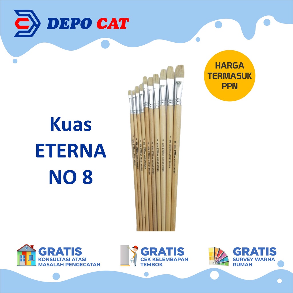 

KUAS LUKIS ETERNA NOMOR 8 | KUAS LUKIS CAT AIR & MINYAK