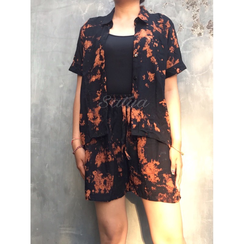 SETELAN KEMEJA TIE DYE LENGAN PENDEK CELANA PENDEK