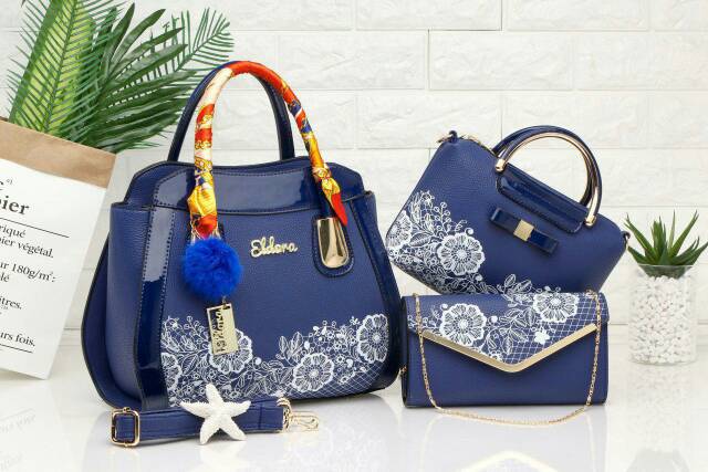 Tas Eldora Alfreda ES1110 (3in1) wanita branded batam fashion import