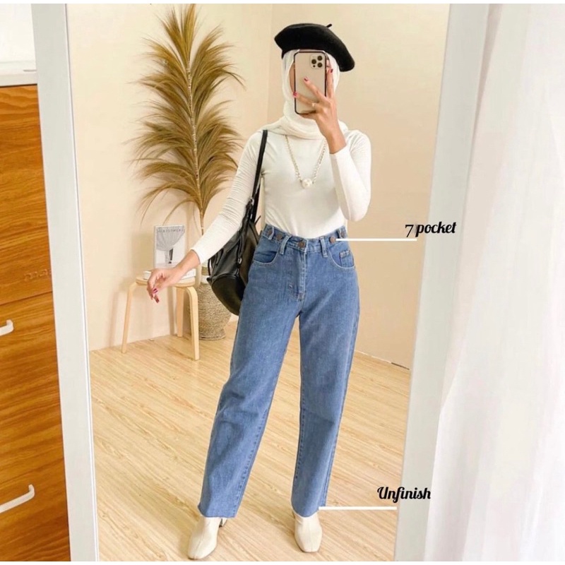 TheGirlHouse - KULOT HIGHWAIST LOOSE JEANS WANITA AUDY