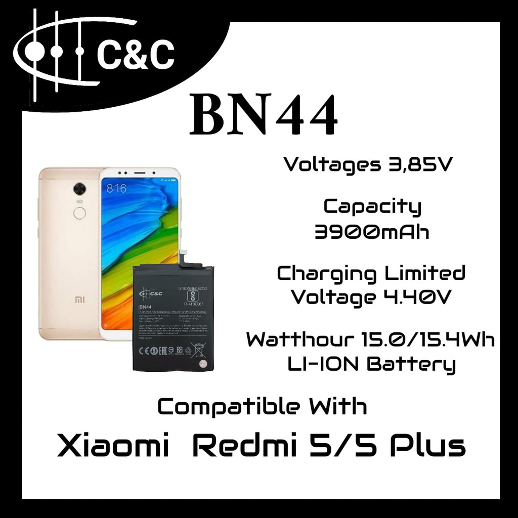 (P) Batre Baterai Battery Redmi 5 Plus BN44 merk C&amp;C