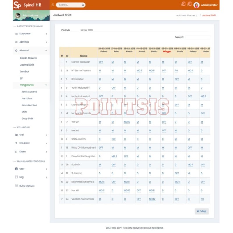 Php Aplikasi HRIS Absen Penggajian atau Payroll dan HRD Web Base - DVD Web
