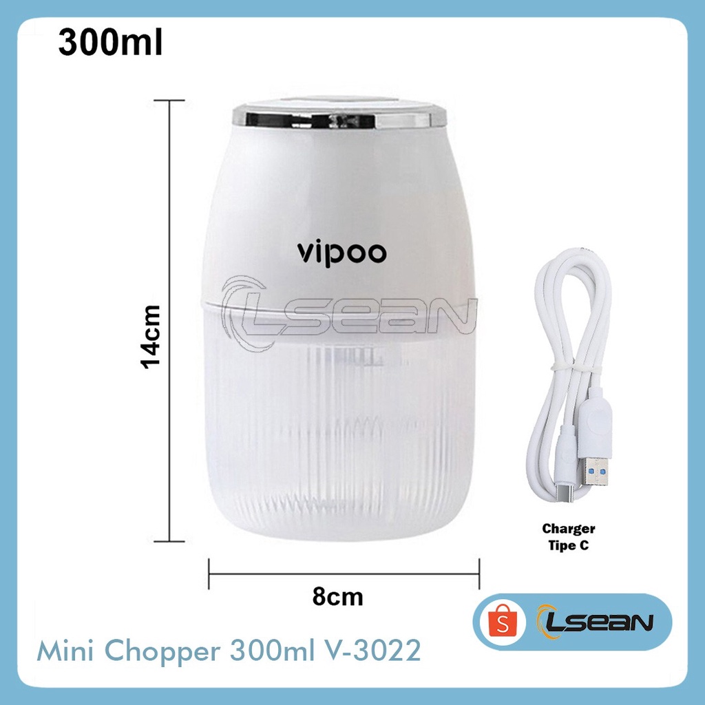 V-3022 Blender Portabel Elektrik Tanpa Kabel Rechargeable/ Mini Chopper 300 ml