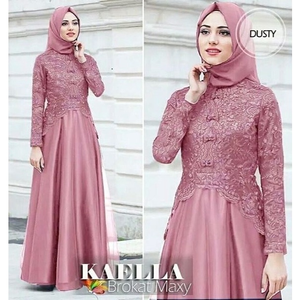 Kaela Maxy Dress Brukat Jumbo / Gamis Brukat Wanita Terbaru 2021 / Gamis Wanita Terbaru Remaja Kekin