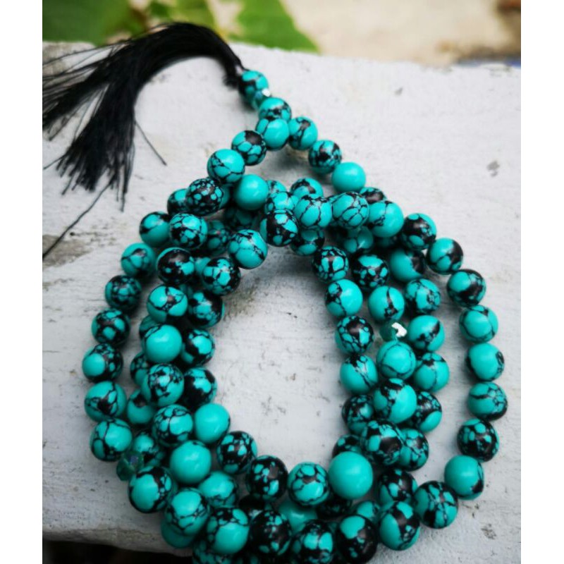 [BAYAR DIRUMAH] tasbih batu pirus hijau 99butir asli