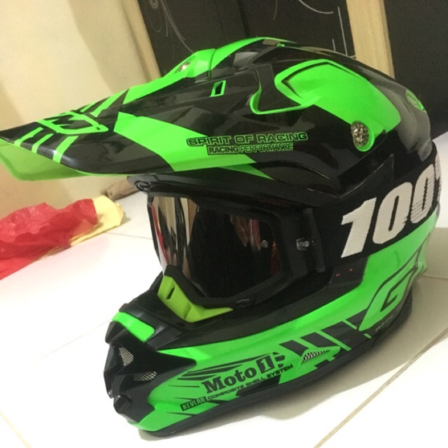 Helm GM Full Face + Goggle 100% (sepasang)