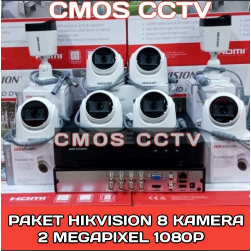 PAKET CCTV HIKVISION 2MP 8 CHANNEL 8 CAMERA HD TURBO 1080P KOMPLIT