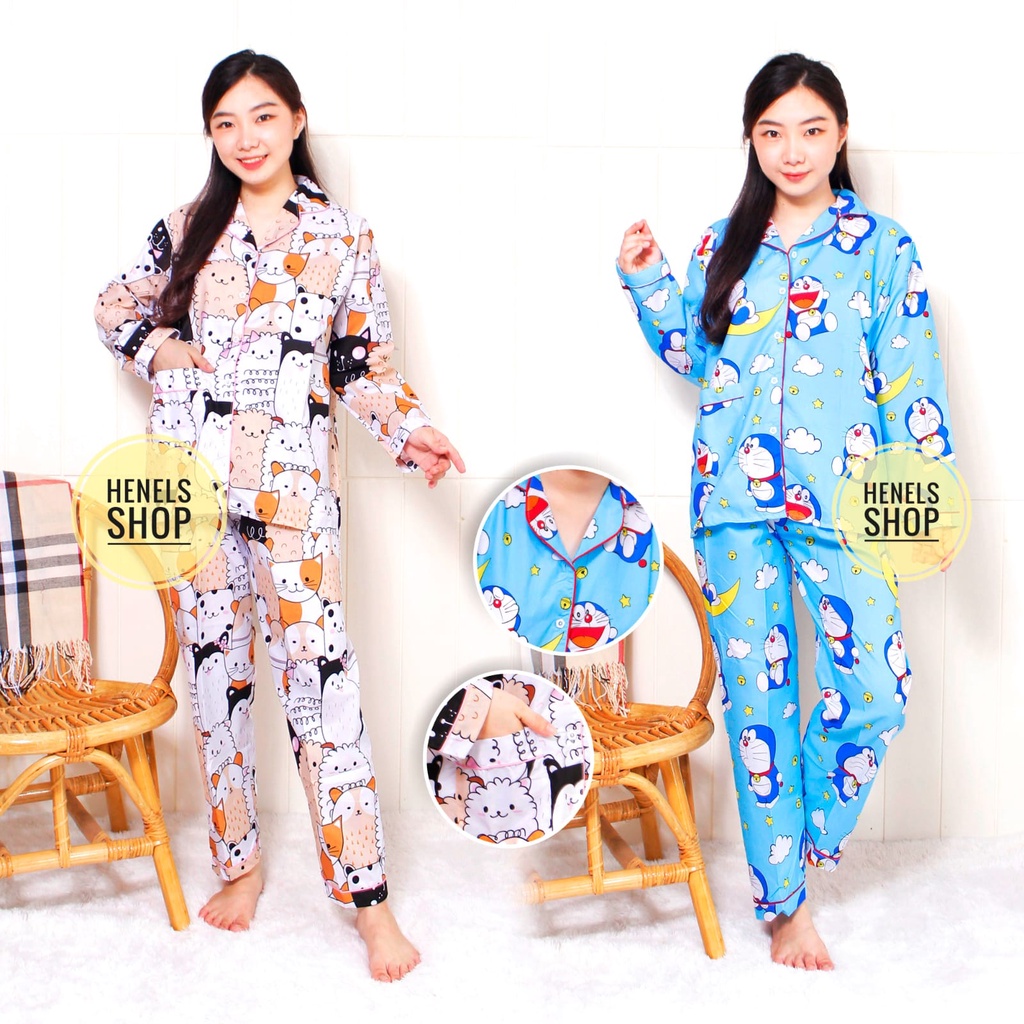 HENELS PIYAMA DEWASA | BAJU TIDUR DEWASA | BISA COD | PIYAMA WANITA | KATUN | PAKAIAN TIDUR | PIYAMA PENDEK | PIYAMA PANJANG | PIYAMA XL | BAJU TIDUR WANITA | PIYAMA BTS BT21-1
