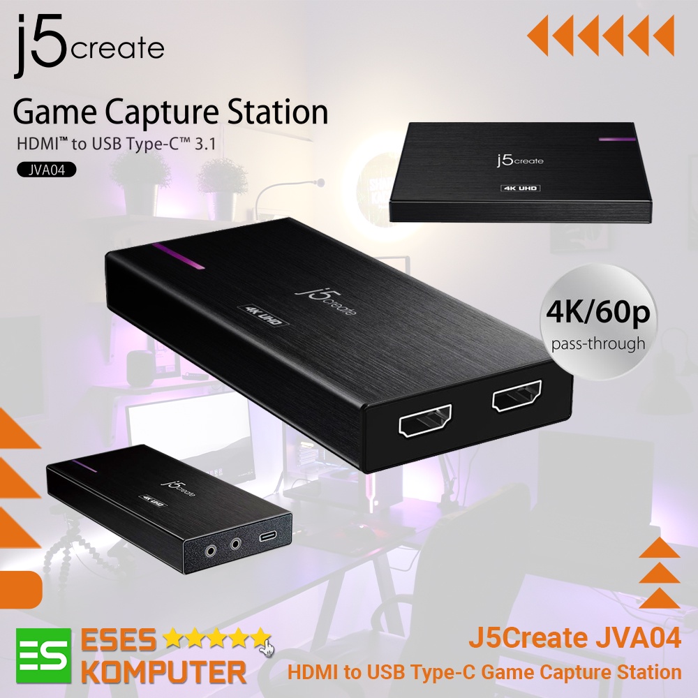 J5create JVA04 JVA-04 Capture Card | 1080p 60fps Live Streaming Gaming