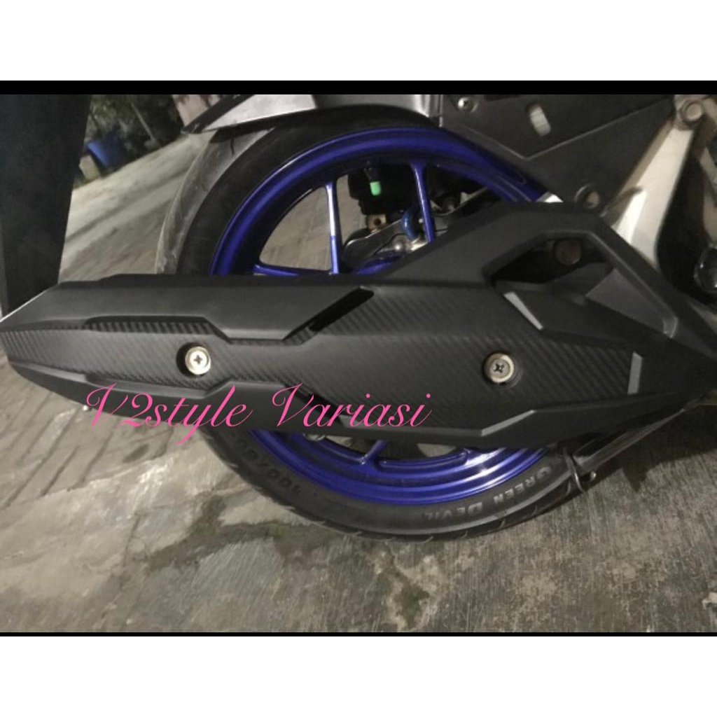 COVER KNALPOT HONDA VARIO 125 150 HONDA MODEL AIRBLADE VIETNAM ORIGINAL ANTI LUMER TAMENG KENALPOT TUTUP PROTECTOR MUFFLER HITAM KARBON Vario 125 fi esp techno led cbs iss VARIO 150 keyless old new 2012 2013 2014  2015 2016 2017 2018 2019 2020