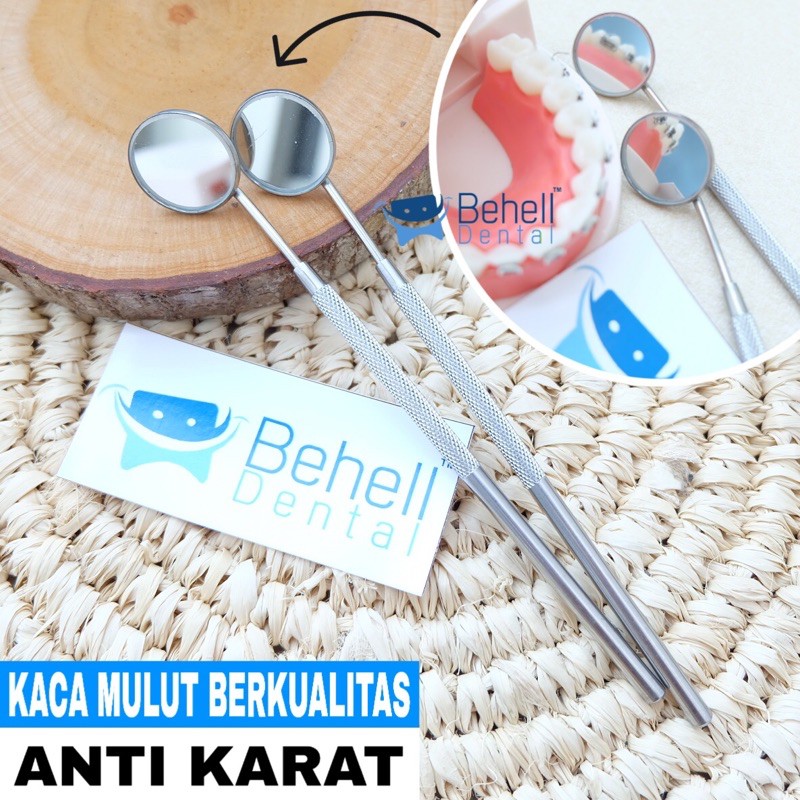 KACA MULUT GIGI BEHEL KACA MULUT SS + GAGANG ANTI KARAT ALAT KEDOKTERAN - DENTAL MIRROR BESI STAINLESS STEEL No 4 - Kaca Ortho Untuk Melihat Lihat Karang Gigi , mulut dan Behel BEHELLDENTAL