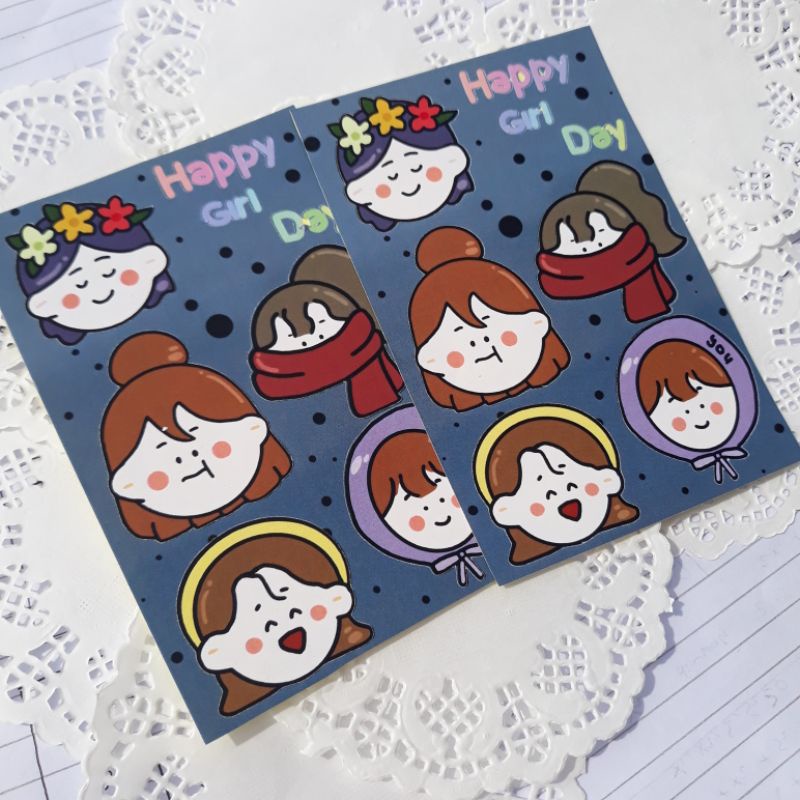 

kisscut stiker girl stiker happy girl
