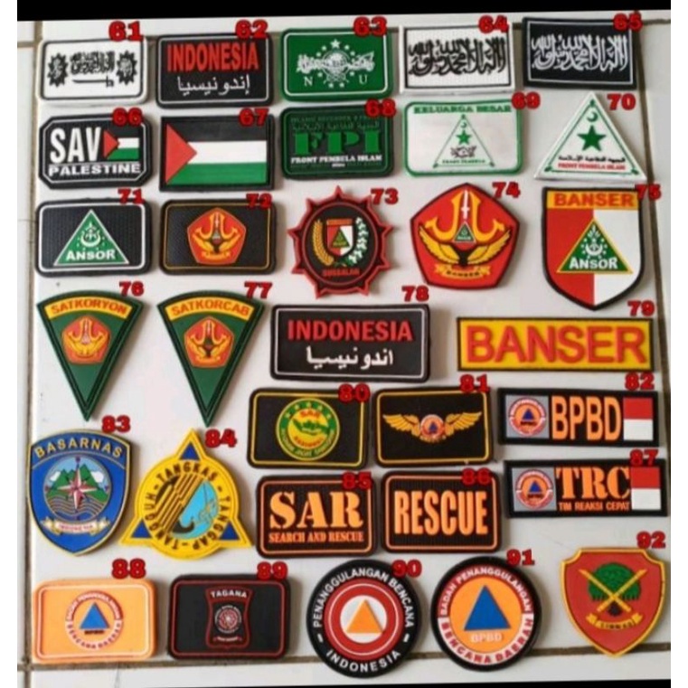 Patch rubber LOGO tempelan emblem karet velcro topi / jaket / kameja / baju tactical airsoft outdoor