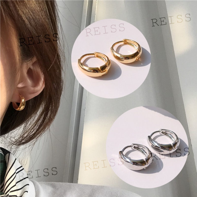 Fashion Wanita Vintage Logam Anting Bulat Anting Hoop Kecil berlapis Emas 14K Anting Lingkaran Logam Sederhana Anting Tindik