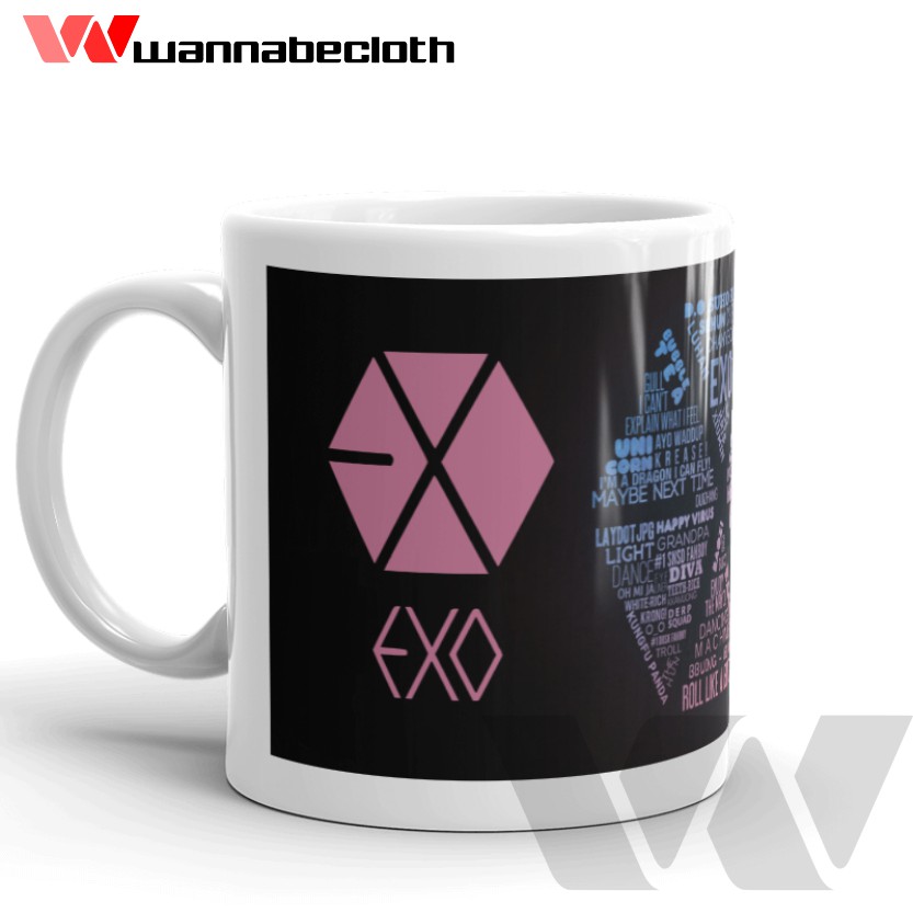 Gelas Mug EXO Souvenir Koleksi Mug KPOP EXO Logo EXO Pink