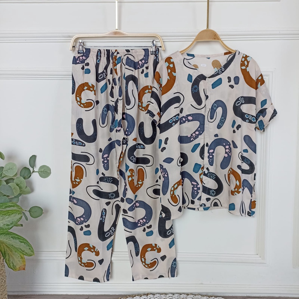 PIYAMA KANCING HITS PIYAMA KANCING BUSUI V-NECK| PIYAMA RAYON | HOMEWEAR