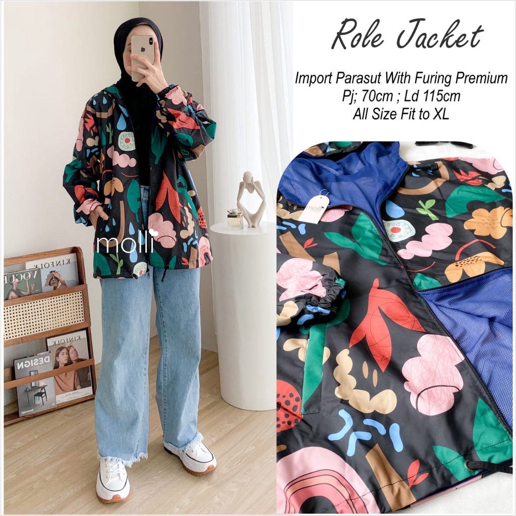 PARASUT JACKET IMPORT MOTIF SUPER GEMES ~ BAHAN PARASUT PREMIUM WITH FURING ~ ROLE JACKET JUMBO ORIG