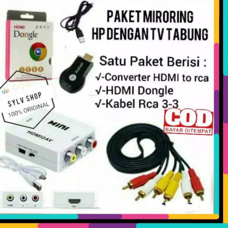 Dijamin Murah PAKET ANYCAST DONGLE HDMI UNTUK TV TABUNG WIRELESSS mirorring dongle dogle doogle hp k
