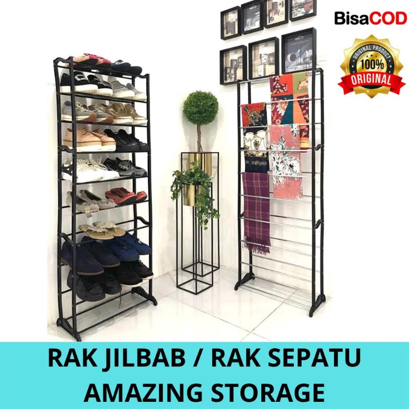 Rak Sepatu susun 10 tingkat besi rak jilbab susun 10 tingkat