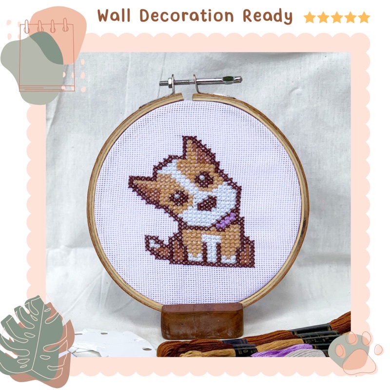 [Hasi Jadi] Embroidery Strimin Dog Wall Decoration - Pajangan hiasan rumah sulam tangan