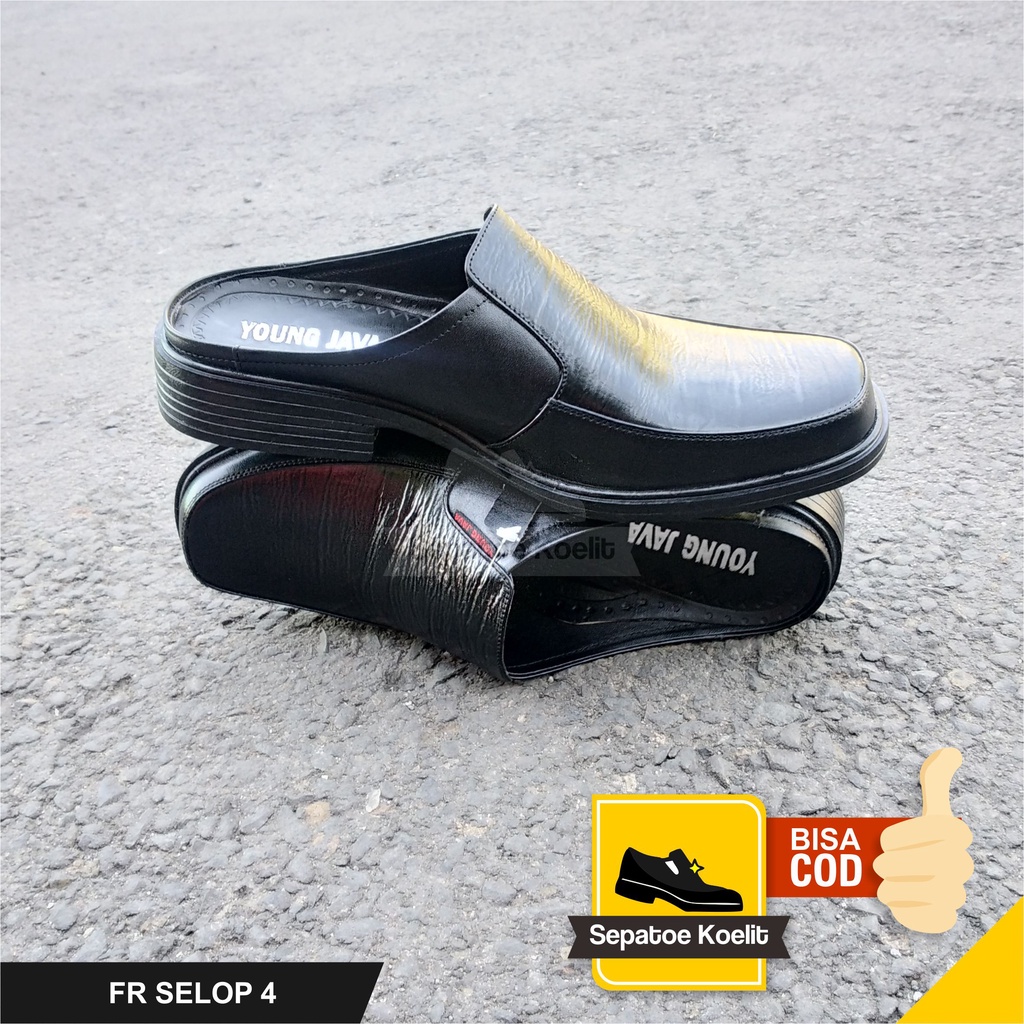 SANDAL SEPATU SELOP PRIA KULIT ASLI CASUAL SANTAI MODEL SLOP BUSTONG SELOP KULIT PRIA