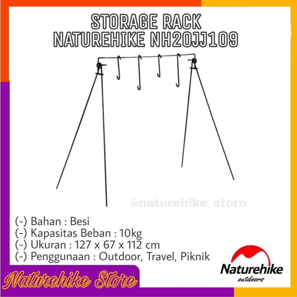 Storage Rack Rak Besi Camping Outdoor Traveling Travel Barbeque Alat Masak Naturehike NH20JJ109