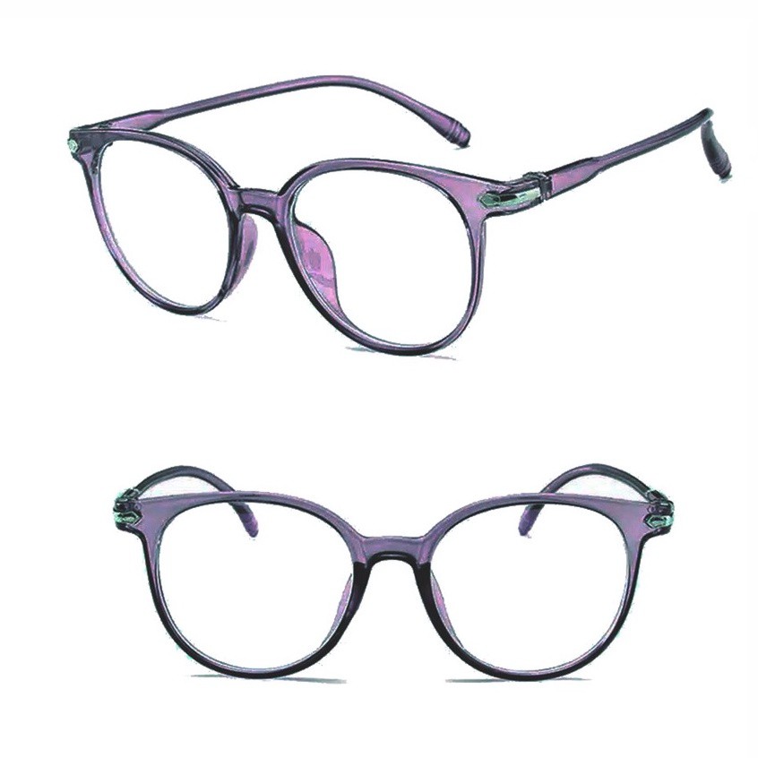 SMS Kacamata Anti Radiasi 15959 Kaca Mata Pria Wanita Frame Sunglasses Lensa Transparan Import-DARK PURPLE