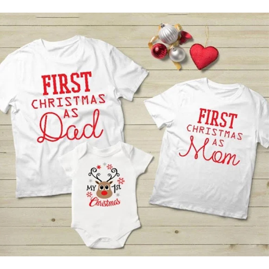 First Christmas family tshirt / baju keluarga natal/ baju natal pertama/ baju bayi natal custom