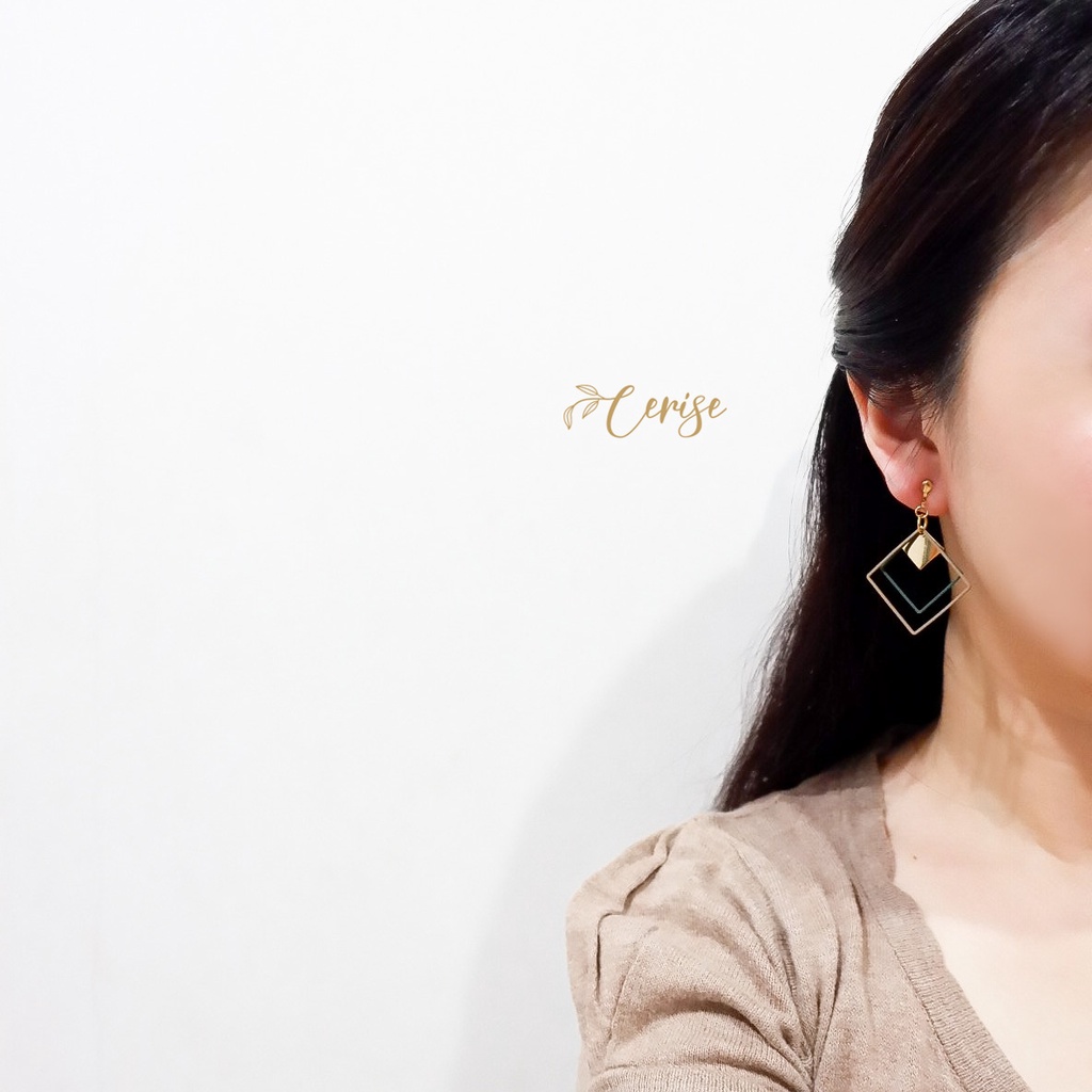 Xaviera Earrings | Anting jepit gantung tanpa tindik retro korea aksesoris wanita trendy stylish