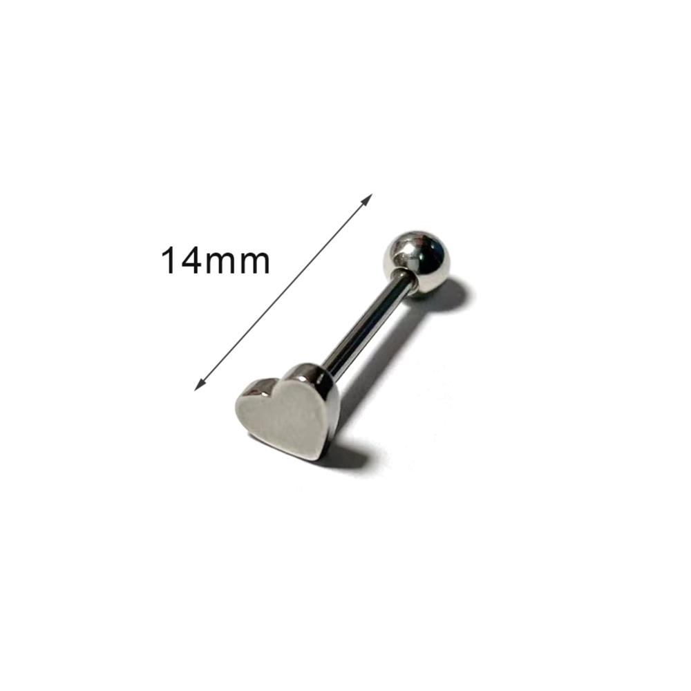 Timekey Anting Tindik Lidah Bentuk Hati Bahan Stainless Steel A7V8