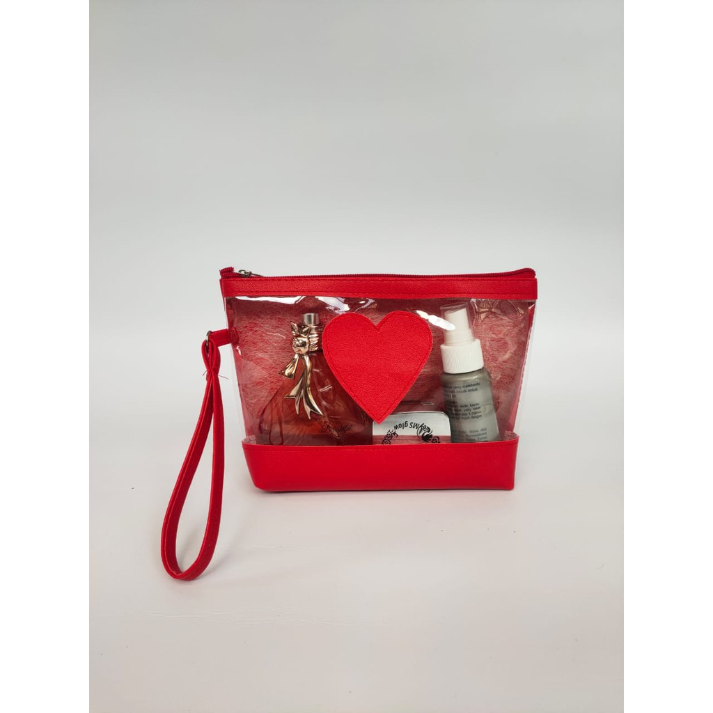 tas kosmetik pvc pouch love