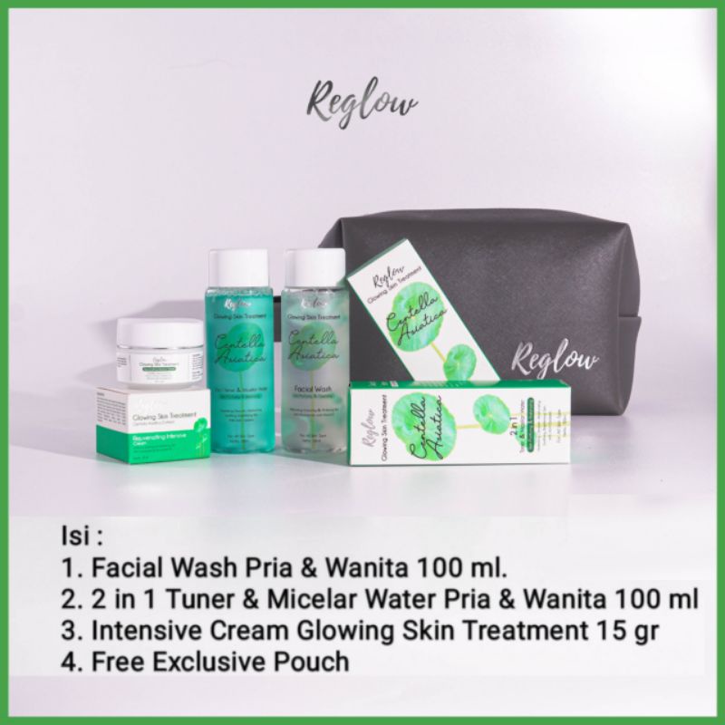 Reglow Paket Basic Skincare Perawatan Kulit Wajah Rutine BPOM 3 Item