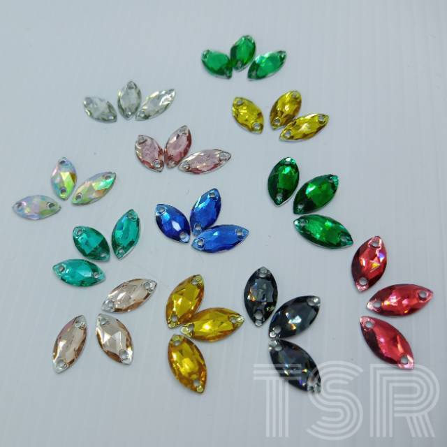 Payet Mata 6x12mm Permata Jahit Diamond Resin 200pcs Grade A Kristal Taiwan