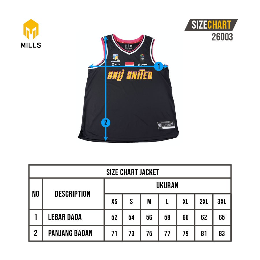 MILLS Bali United Basketball Third Jersey 26003BU Original