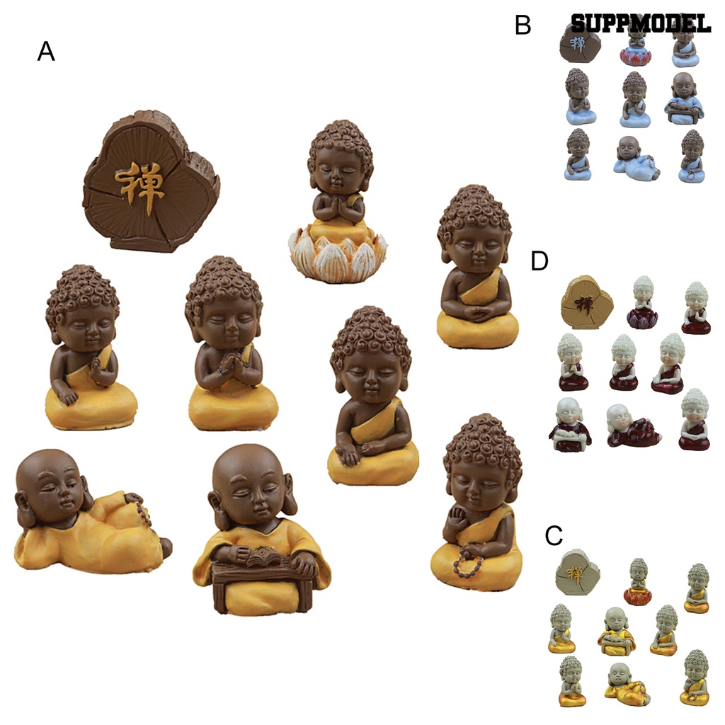 9 Pcs / Set Simulasi Model Biksu Buddha Untuk Dekorasi