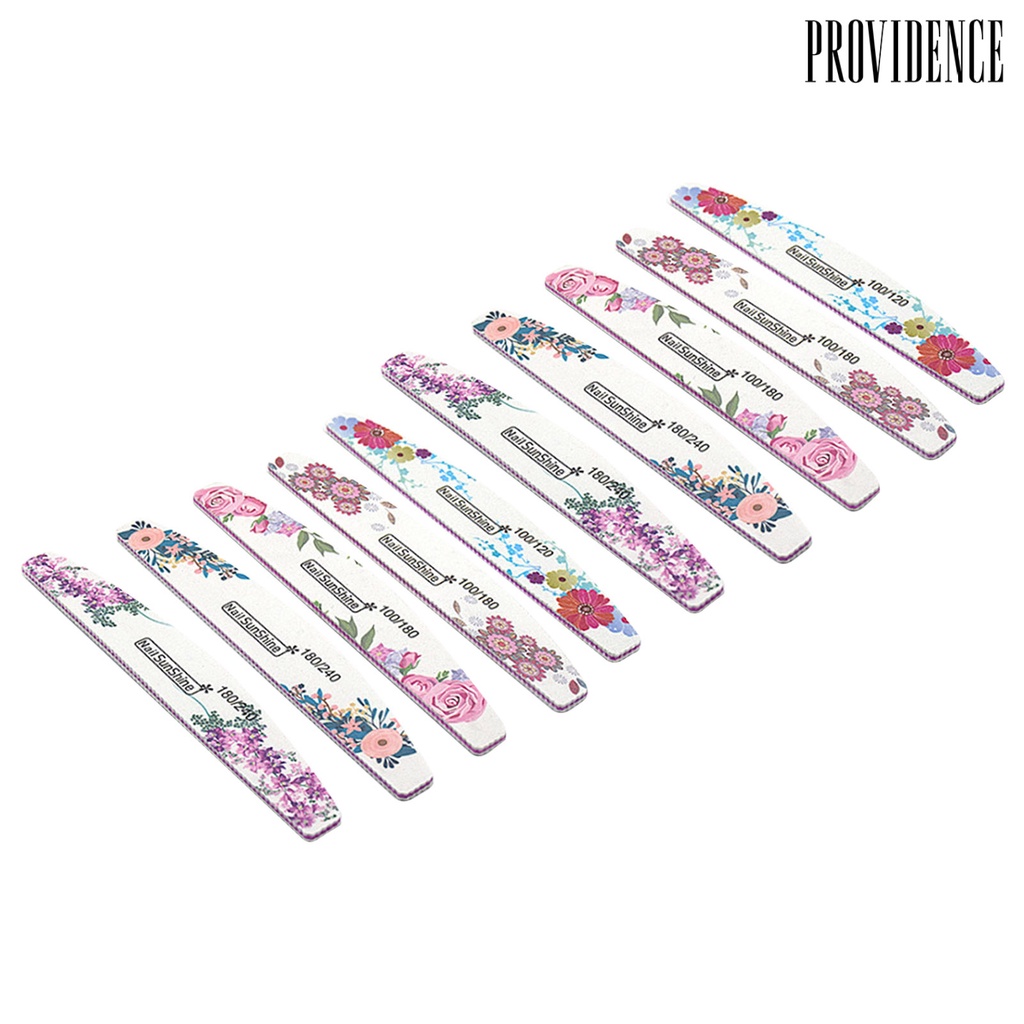 Providence 10Pcs Nail File Wide Application DIY PS Floral Half Moon Emery Board for Female