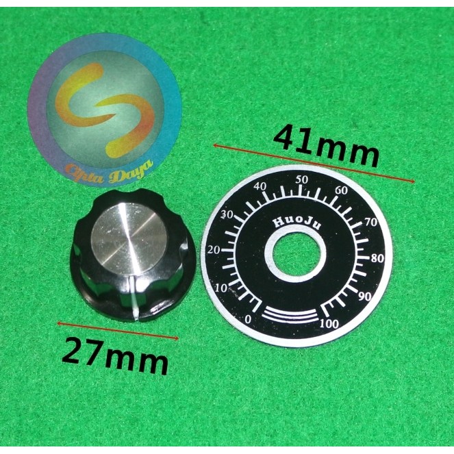 Knop Potentiometer Cap &amp; Counting dial Indikator 0-100 Scale knob Rotary Potensio