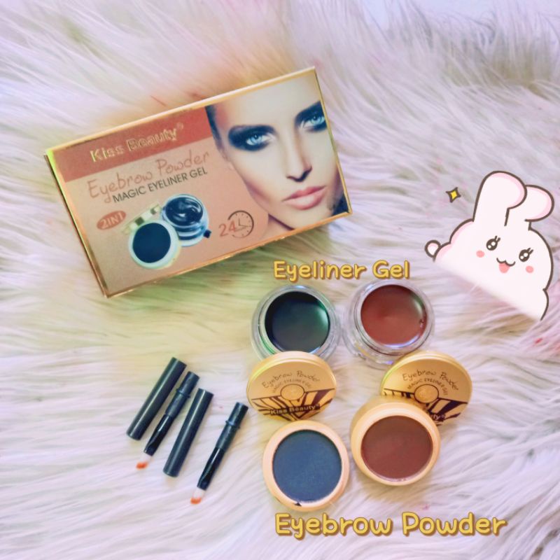 PROMO!!!EYEBROW POWDER&amp;EYELINER GEL 2 IN 1 KISS BEAUTY 9975