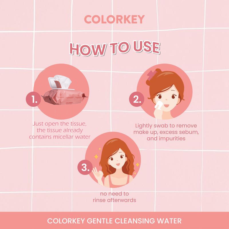 BPOM COLORKEY Tisu Pembersih Wajah Cleansing Wipes Tissue Hapus Kotoran Makeup Remover Mengandung Micellar Water