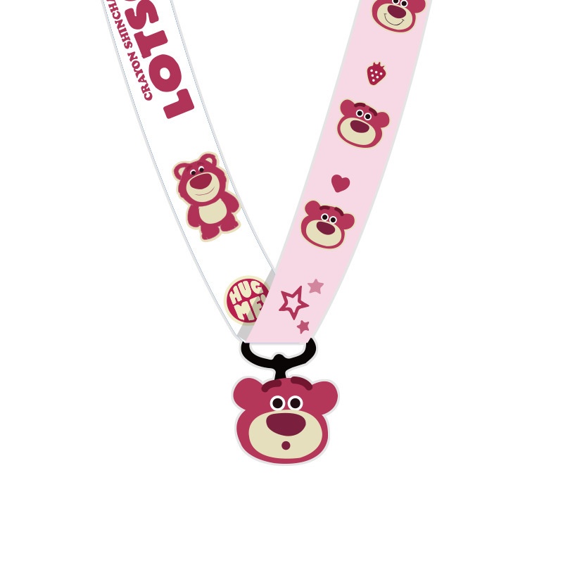 Pink strawberry kartun beruang ponsel lanyard wanita halter pendek dan panjang rantai bersih merah t