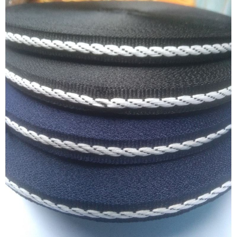 pita polyster pita motif rantai/garis 1cm panjang 26metet/28yar